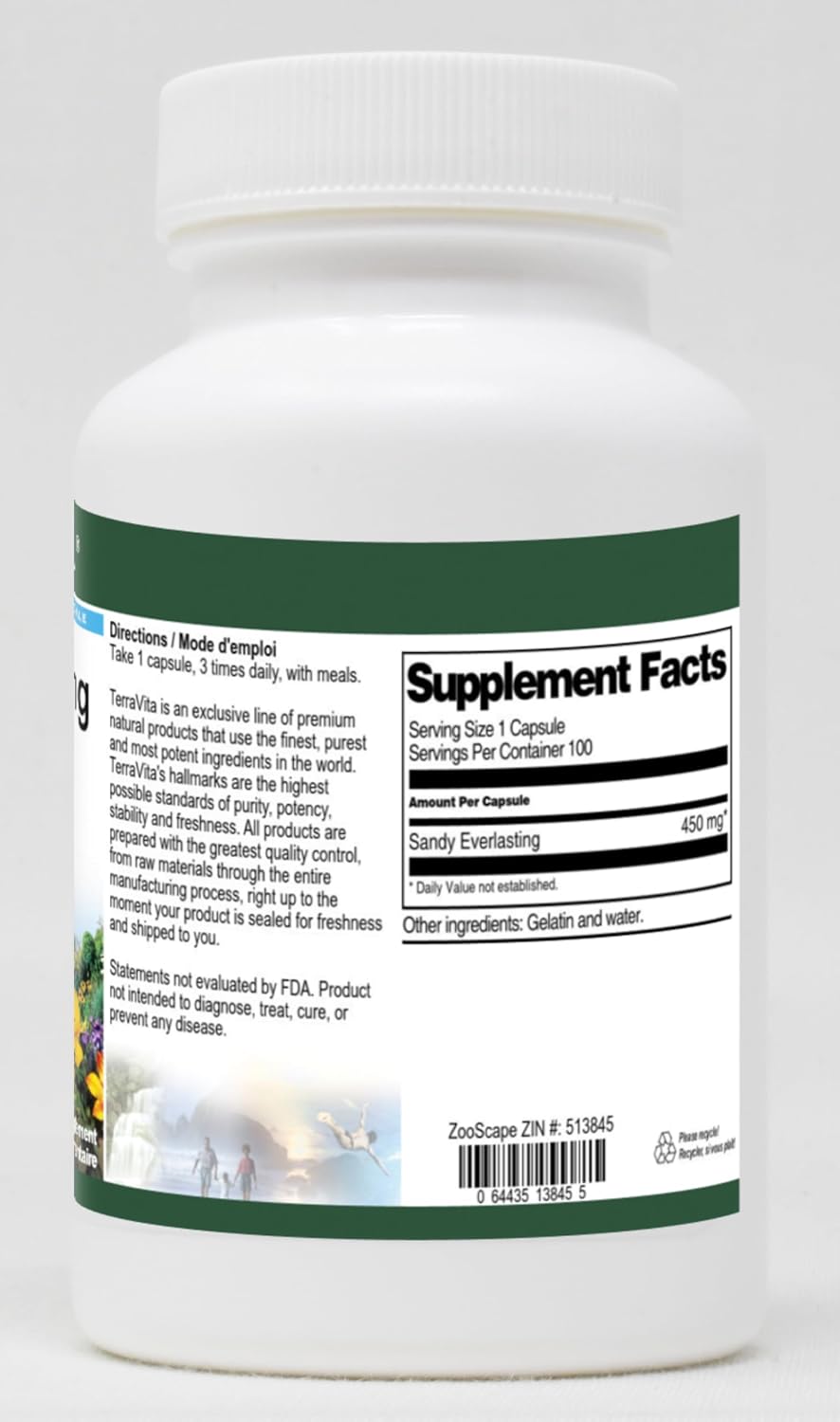 Sandy Everlasting (Strawflower, Helichrysum) - 450 mg (100 Cápsulas)