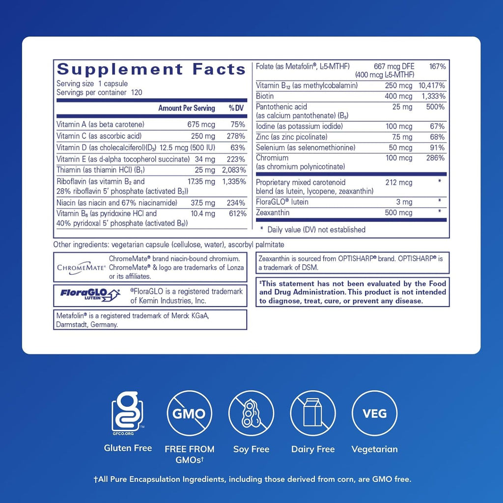 Pure Encapsulations Multi T/D - Complejo Multivitamínico y Mineral - 120 Cápsulas