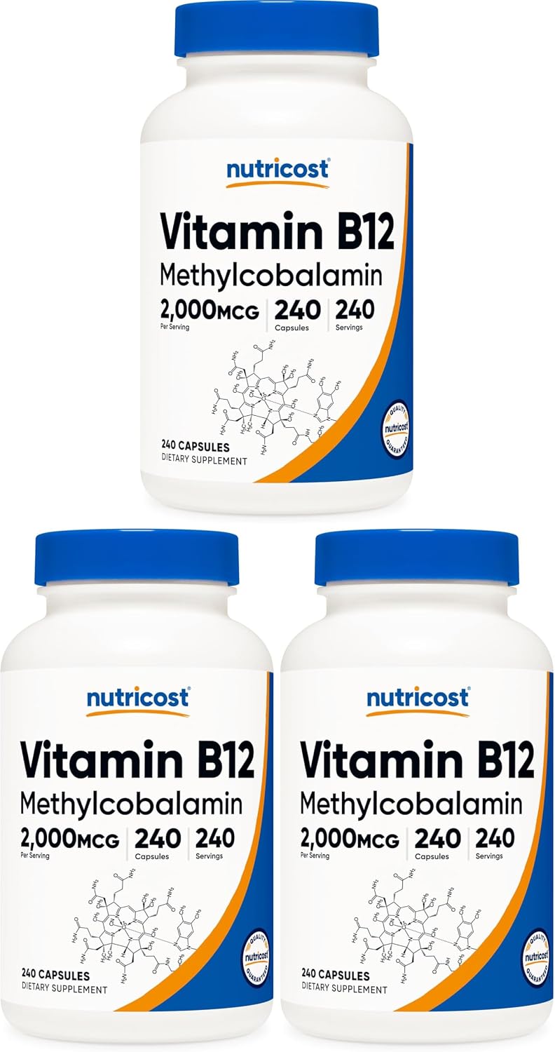 Nutricost Vitamina B12 (Metilcobalamina) 2000mcg, 120 Cápsulas - Cápsulas Vegetarianas, Sin Gluten, No GMO
