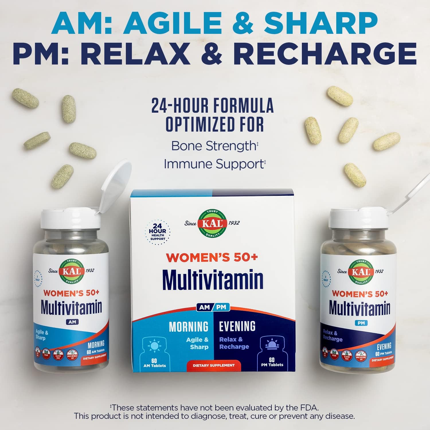 KAL Plus Multivitamínico 2 en 1 para Mujeres 50+ - 120 Comprimidos
