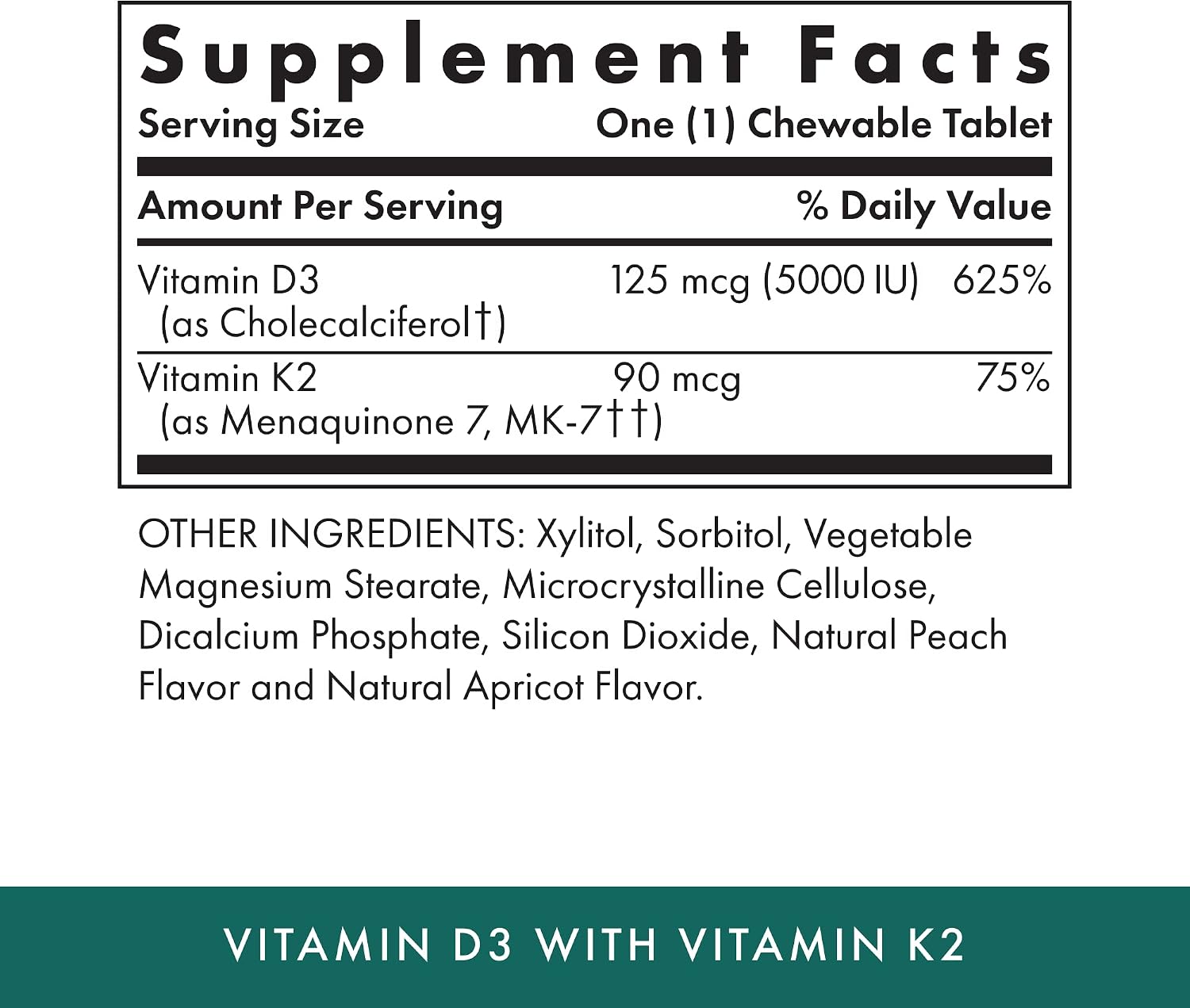 Michael's Health Vitamin D3 con K2 - 90 Comprimidos Masticables - Sabor Albaricoque - Apoyo Óseo e Inmunológico - Sin Azúcar Añadido - Vegetariano y Kosher