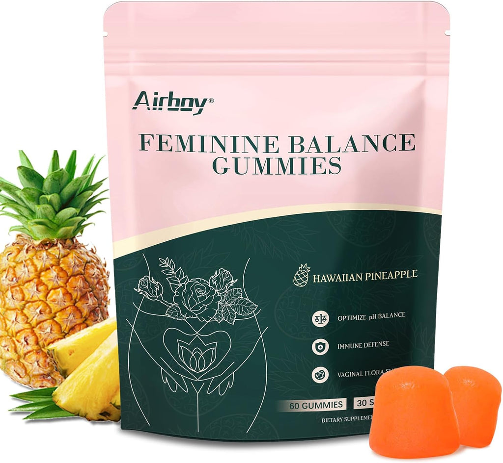 Airboy Gominolas Probióticas Vaginales para Mujeres, Sabor Piña – 60 Gominolas
