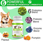 FSLHCY Probióticos para Perros, 180 Masticables con Enzimas Digestivas y Prebióticos - Sabor a Pato de Pekín
