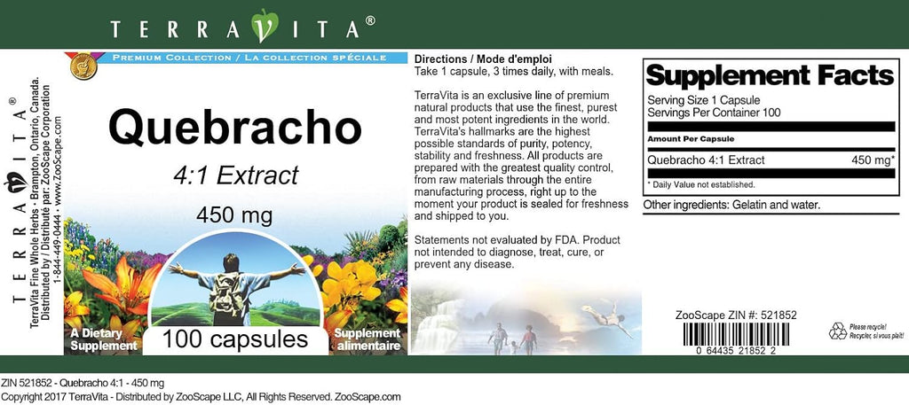 Quebracho 4:1 450 mg - 100 Cápsulas