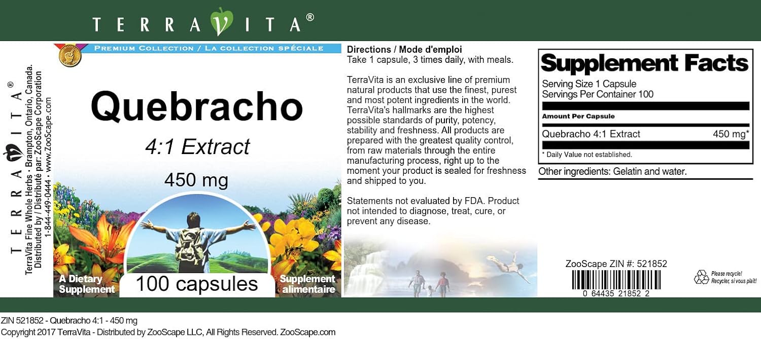 Quebracho 4:1 450 mg - 100 Cápsulas