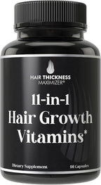 Hair Thickness Maximizer - Vitaminas Veganas 11 en 1 para Cabello, con 5000mcg de Biotina, Zinc y Semilla de Calabaza