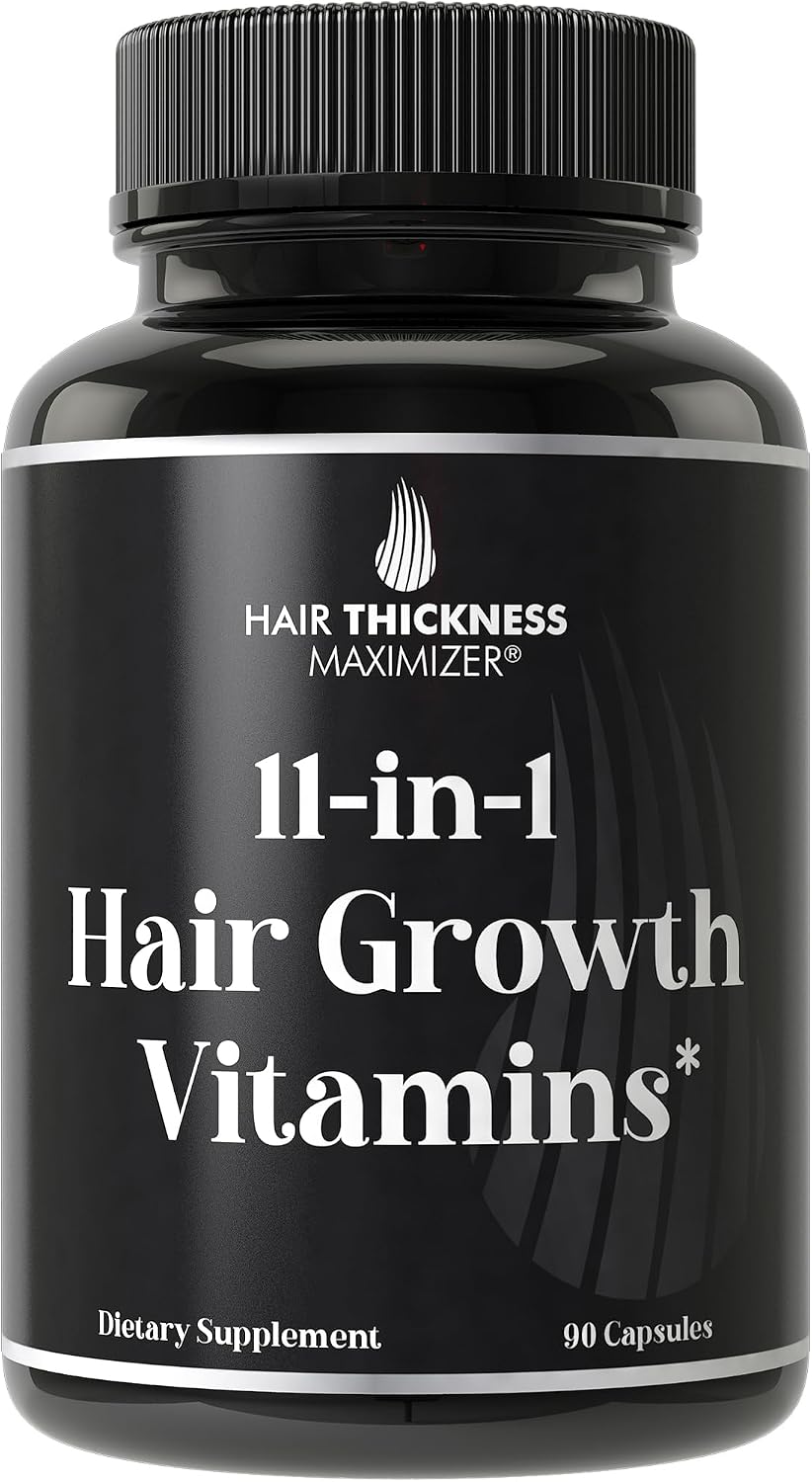 Hair Thickness Maximizer - Vitaminas Veganas 11 en 1 para Cabello, con 5000mcg de Biotina, Zinc y Semilla de Calabaza