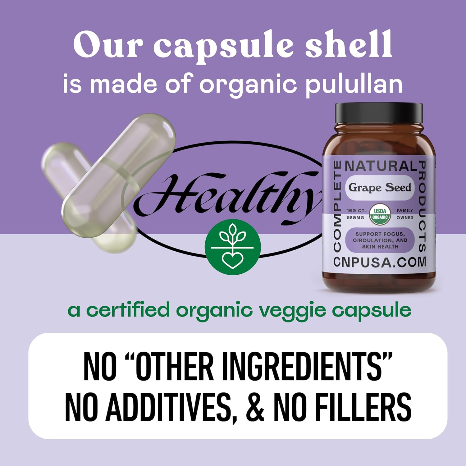 Cápsulas de Semilla de Uva Ecológicas – 520mg, 100 Cápsulas – Antioxidantes Polifenoles y OPC