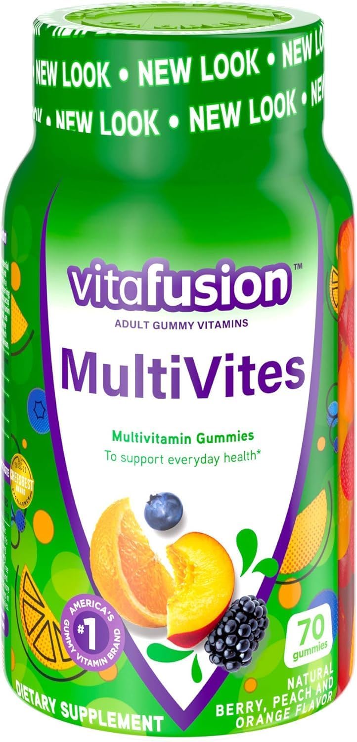 Vitafusion MultiVites Gummy Multivitamin, Raspberry, Peach and Orange Flavors - 70 Count