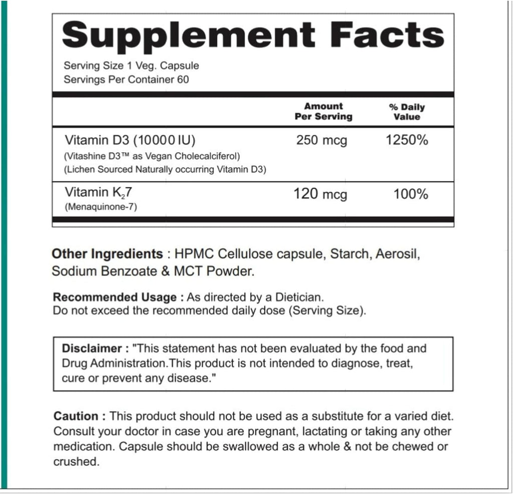 Zynano DK - Vitamina D3 10000 UI + K2 120 mcg Vegano con MCT - 60 Cápsulas