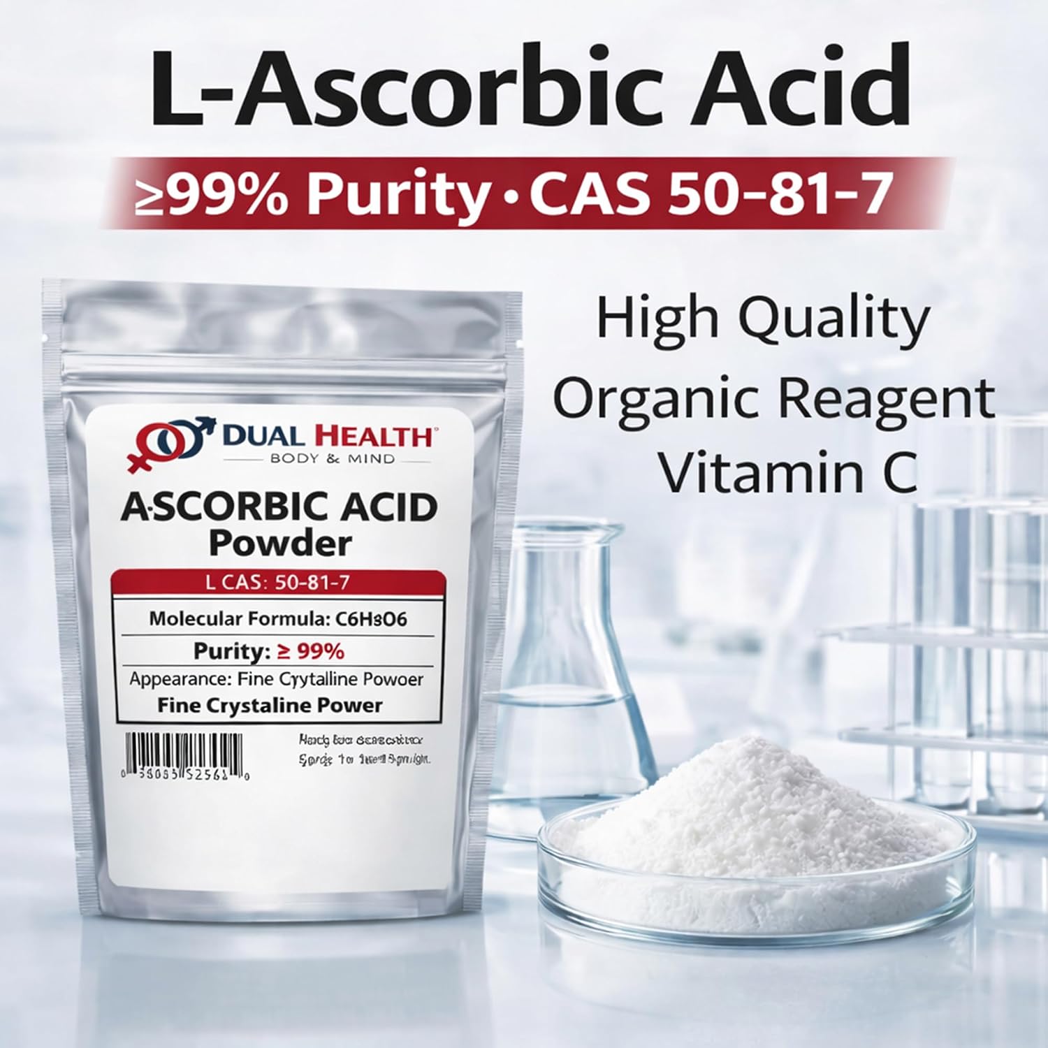 Ácido Ascórbico Puro (1 lb) - Vitamina C en Polvo - Alta Potencia