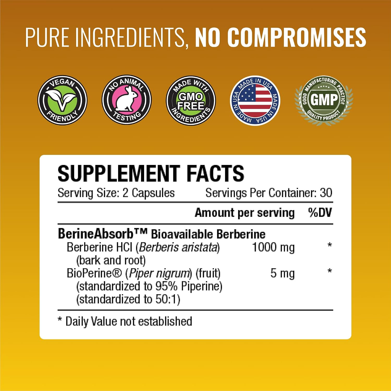 Approved Science Berberina 1000mg - Suplemento de Berberina de Alta Absorción con BioPerina - 60 Cápsulas - 1 Mes de Suministro - Vegano