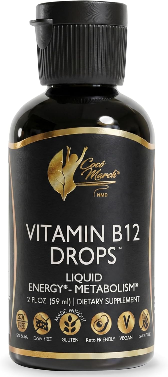 Cocó March N.M.D Liquid Vitamin B12 Drops with B1, B2, B6, B12 & Vitamin C – Energy, Metabolism & Immune Support – Vitamins for Women & Men – Vegan, Gluten Free, Soy & Dairy Free – 2 Fl Oz (59 mL)