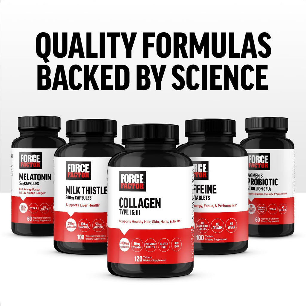 Force Factor L-Teanina 200mg, Suplemento Extra Fuerte para el Alivio del Estrés y la Relajación, Vegano, Sin OGM, 60 Cápsulas Vegetales