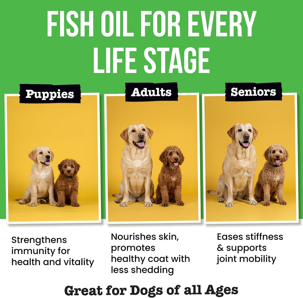 Omega 3 Fish Oil for Dogs & Cats - Aceite de Pescado con Aceite de Salmón Salvaje de Alaska - Suplemento Líquido con Omega 3 EPA+DHA