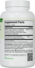 Maxi Health Lipizorb-C Vitamina C Liposomal 1000 mg – 90 Comprimidos – Suave para el Estómago con Quercetina y Jengibre – Vegano