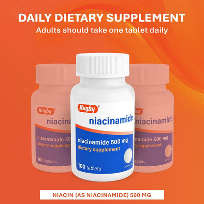 Rugby Niacinamida 500 mg - 100 Comprimidos – Piel y mucosas: La niacina contribuye al mantenimiento de la piel y – Image 4