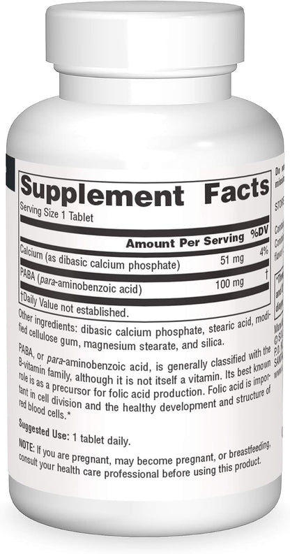 Source Naturals PABA - Ácido para-Aminobenzoico, 100 mg - 100 Tabletas – Image 3