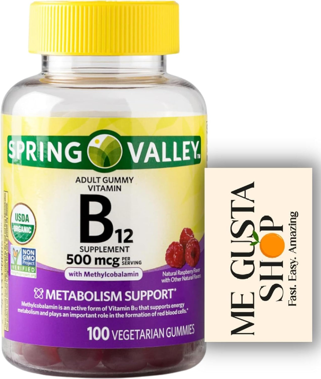 Spring Valley Vitamina B12 500 mcg Gomitas Sabor Frambuesa - 100 unidades