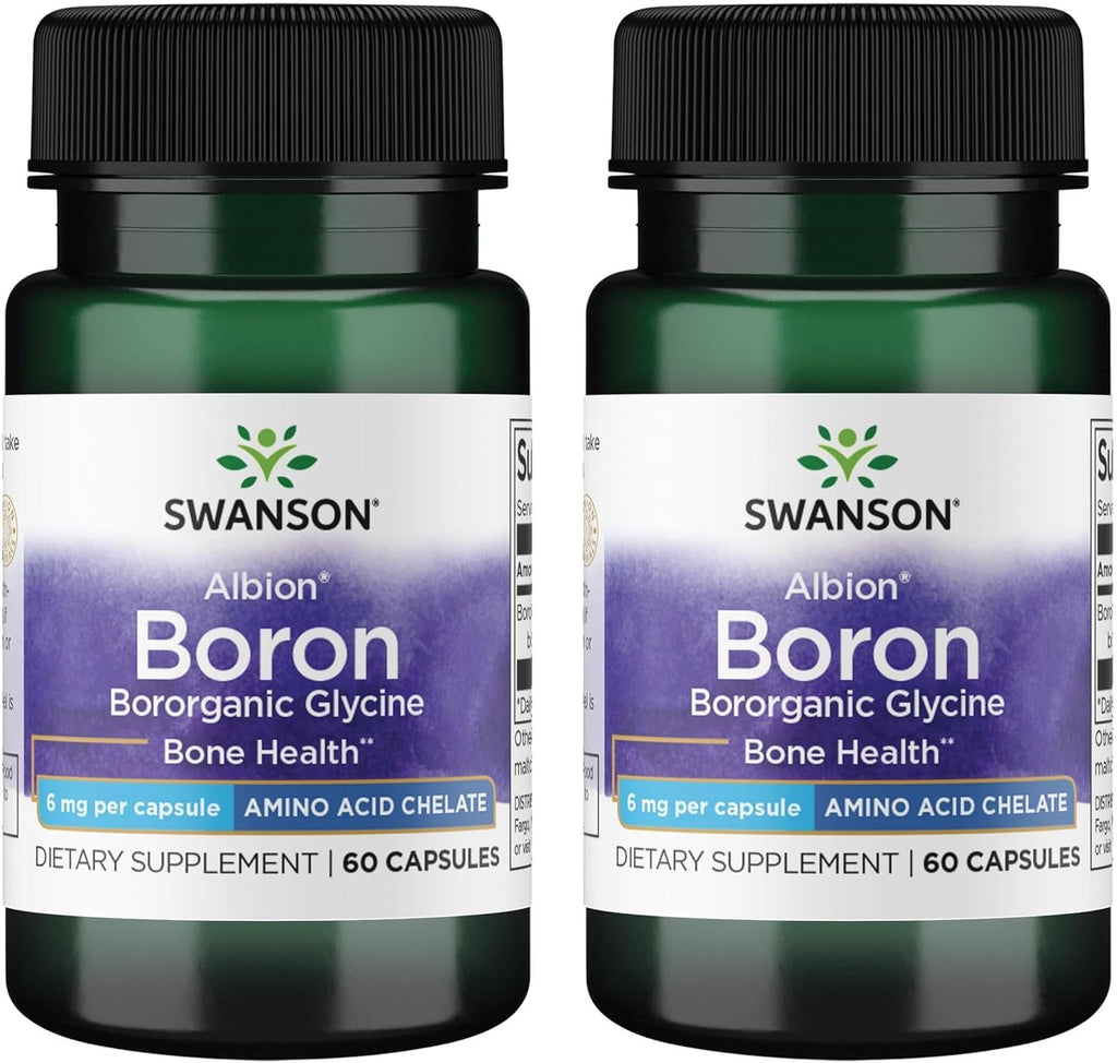Swanson Boro de Albion – Boroganic Glicinato – 60 cápsulas (6 mg) – Pack de 3