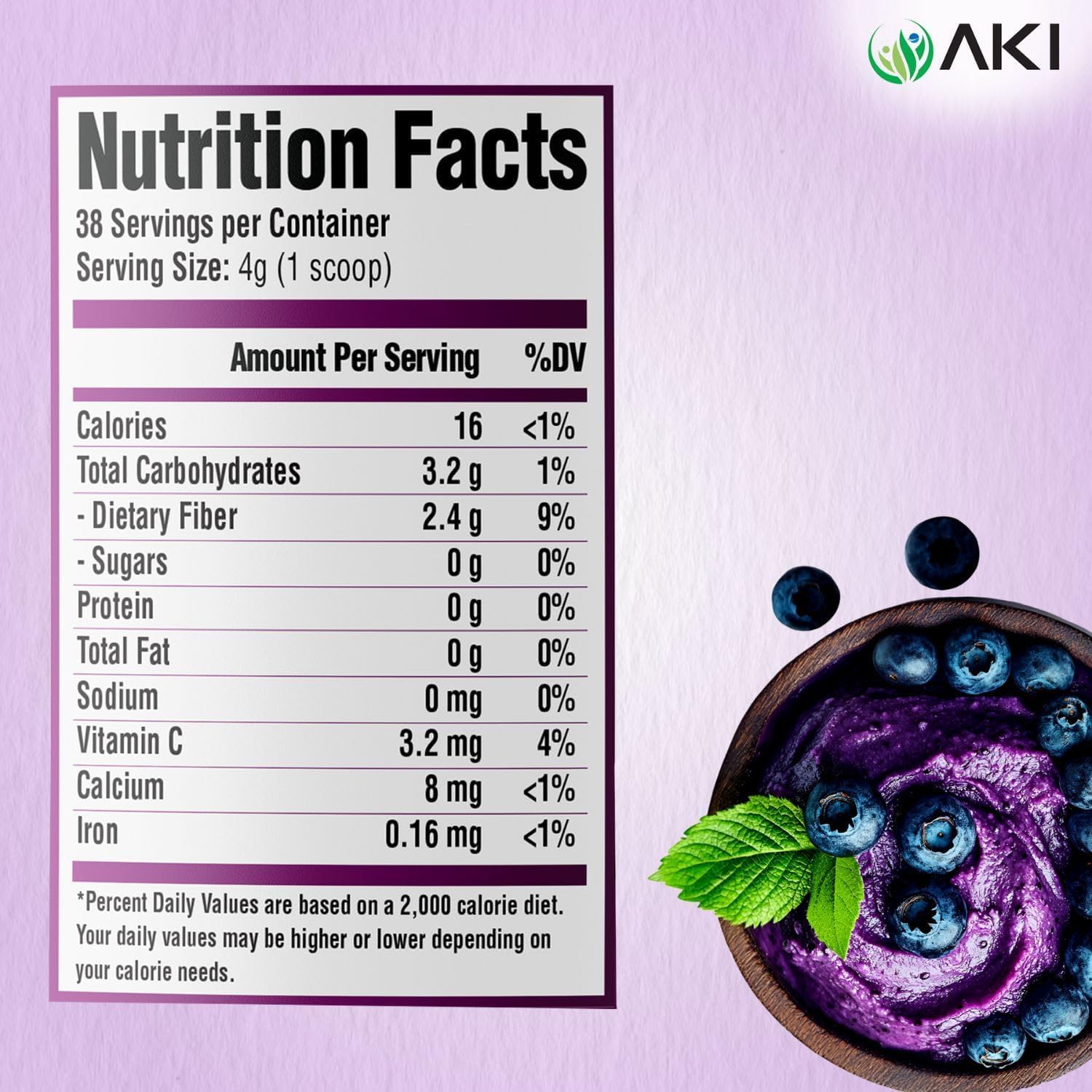 AKI Extracto de Maqui Berry en Polvo - Silvestre de la Patagonia, Alto en Antocianinas y Polifenoles, Liofilizado, 150g