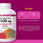 Natural Factors, Vitamina C 500 mg Masticable para Niños, Sabor Fruta, 90 Wafers