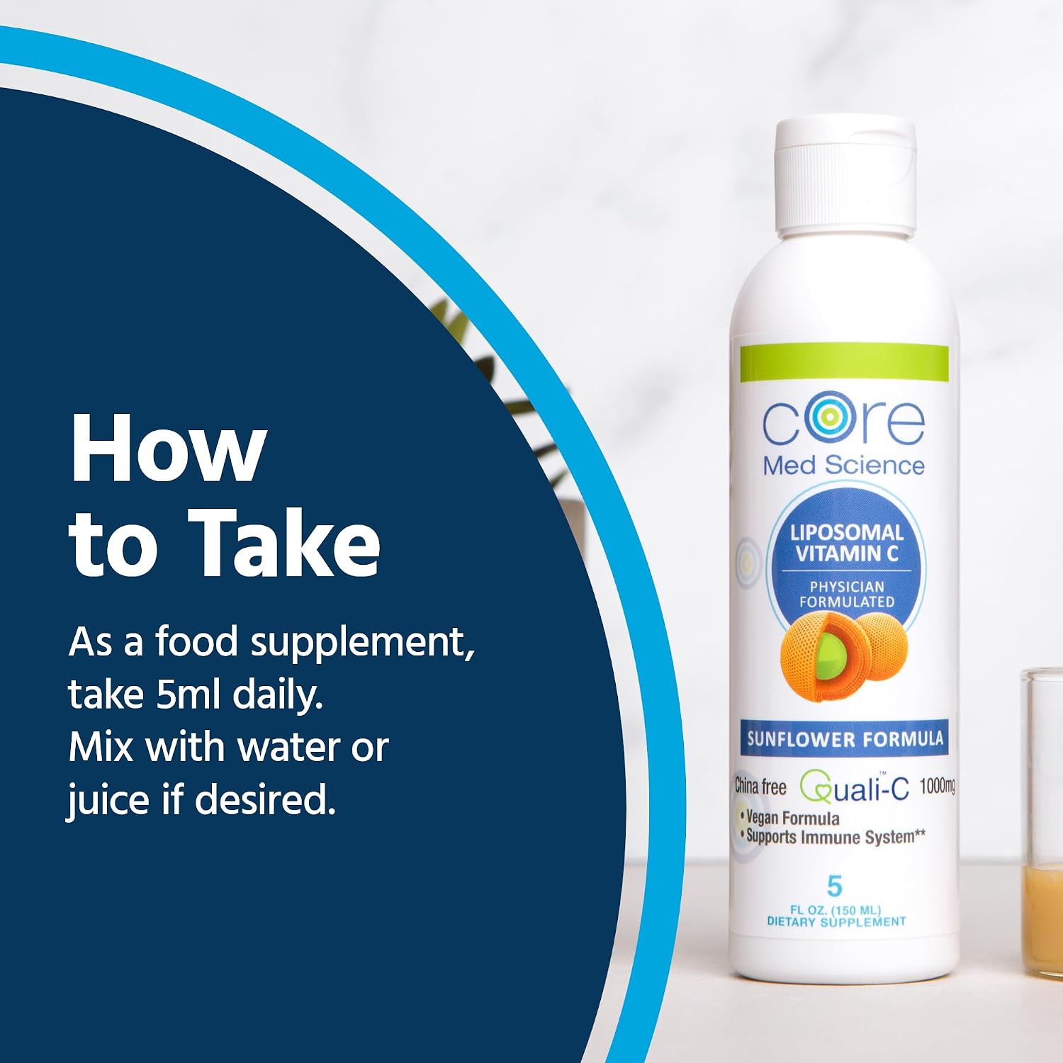 Vitamina C Liposomal 1000mg Líquido - Fórmula de Girasol, 148 ml - Core Med Science