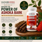 Vadik Herbs Cápsulas de corteza de Ashoka orgánica - 1000mg