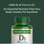 Nature's Bounty Vitamina D3 1000 UI, 120 Cápsulas Blandas
