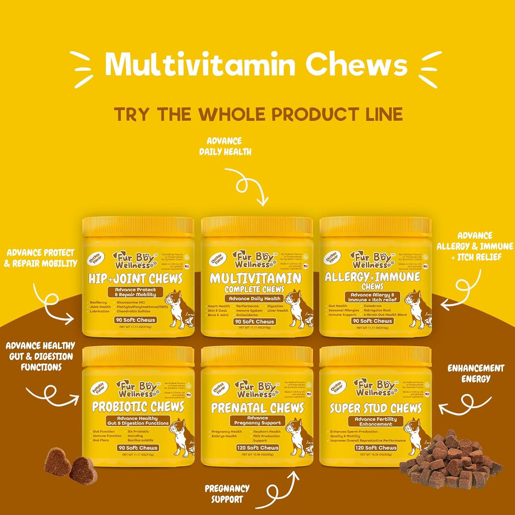 Daily Dog Multivitamin - Multivitamínico Masticable para Perros con Omega 3, Probióticos y Glucosamina - 90 Chews