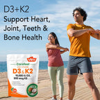 VEV Corefeel Vitamina D3 K2, 10.000 UI D3, 200 mcg K2 (con MK-7), Apoya la Salud de Huesos y Dientes, 300 Cápsulas