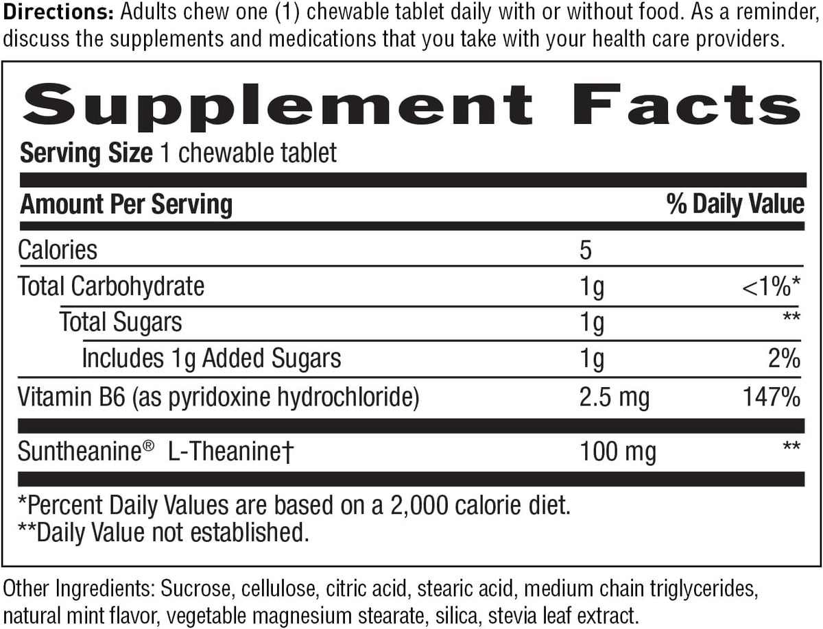 Country Life L-Teanina Fast-Acting 100 mg, 60 Comprimidos Masticables, Sabor a Menta, Certificado Sin Gluten, Vegano – Image 5