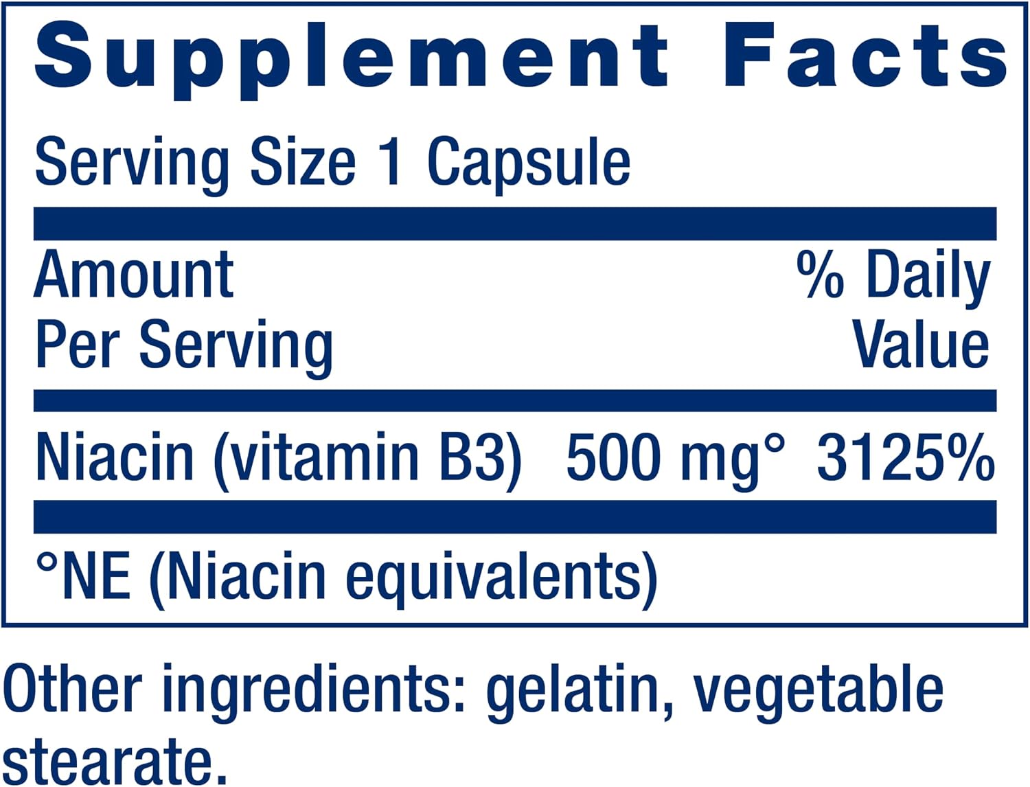 Life Extension Vitamina B3 Niacin, 100 Capsules