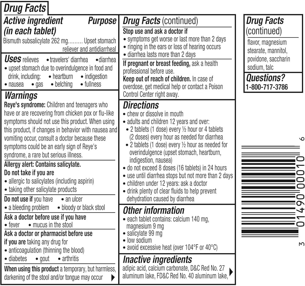 Pepto To Go Cereza Comprimidos Masticables, 12 unidades