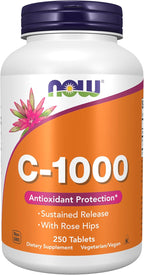 NOW Foods Vitamina C 1000 mg con Escaramujo - Liberación Sostenida - 250 Comprimidos