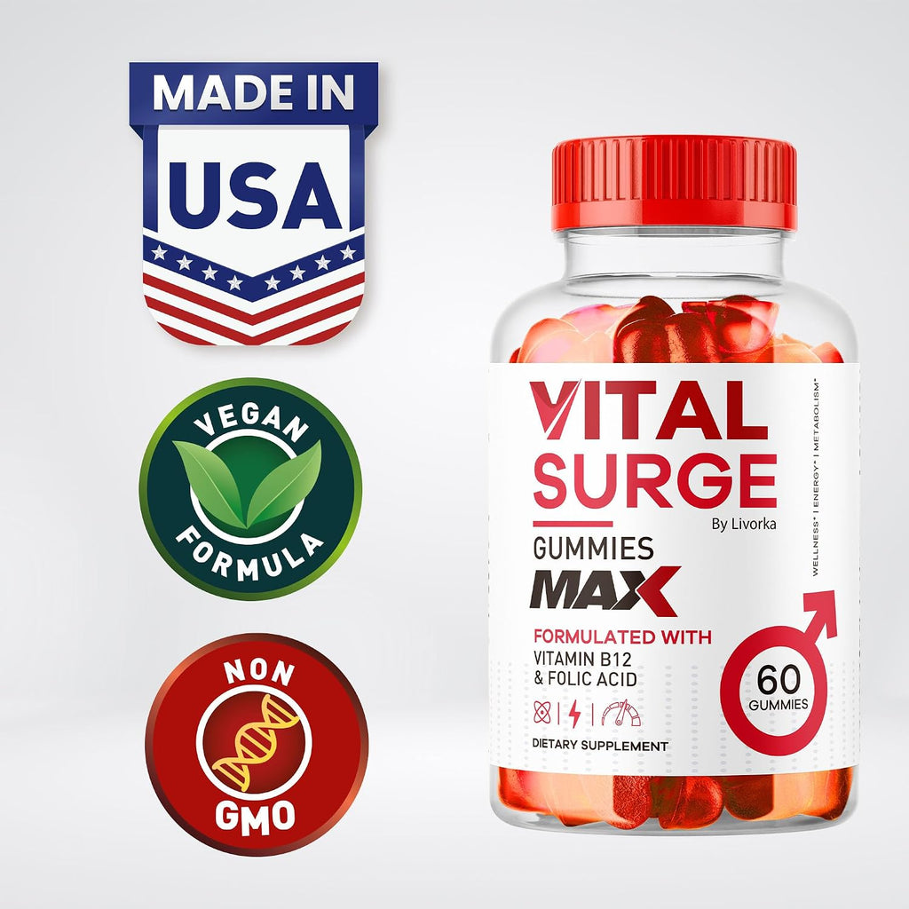 Vital Surge - Suplemento para Hombres, Fórmula Avanzada 1050 mg, 120 Gomitas (2 Paquetes)