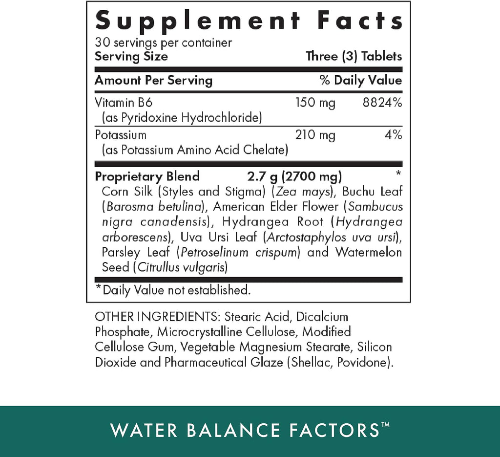 Factores de Equilibrio Hídrico - 90 Comprimidos Vegetales - Con Potasio y Vitamina B6