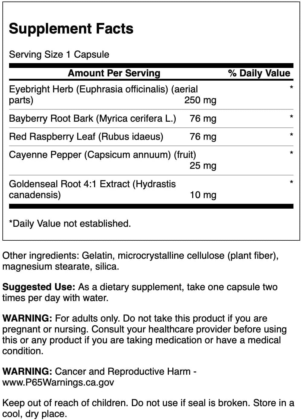 Swanson Herbal Eyebright Combination 100 Cápsulas