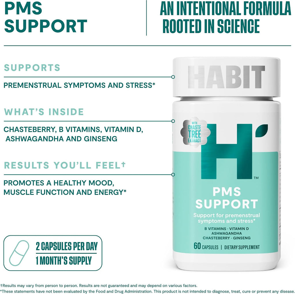 Habit PMS Support – Suplemento para el Síndrome Premenstrual (60 Cápsulas)