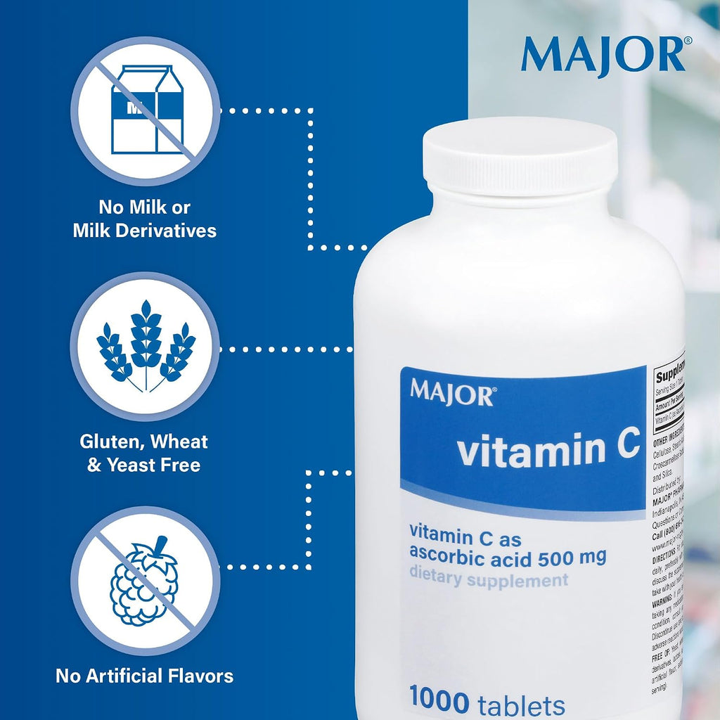 Major Vitamin C-500 mg Ácido Ascórbico - 1000 Comprimidos