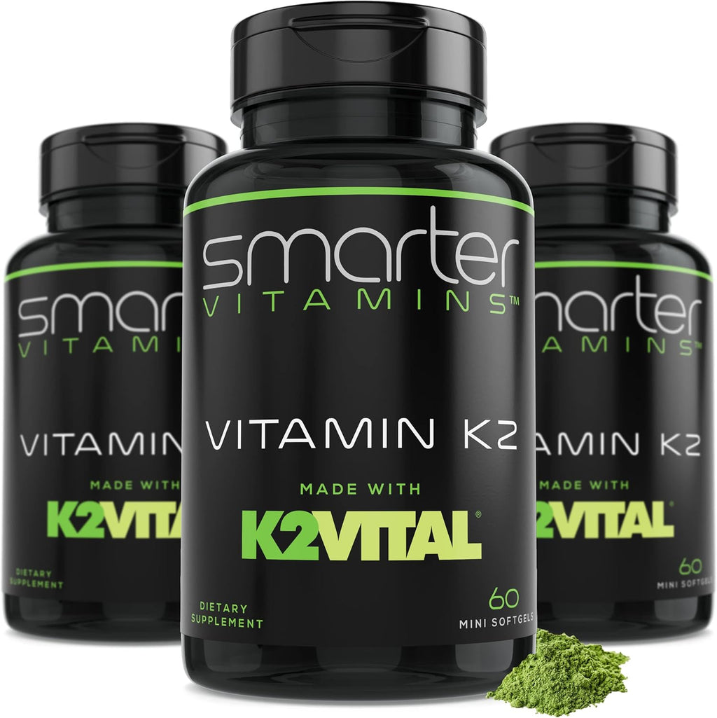 Smarter Vitamina K2 MK7 100mcg con K2VITAL y Kale, 60 Cápsulas Blandas Líquidas