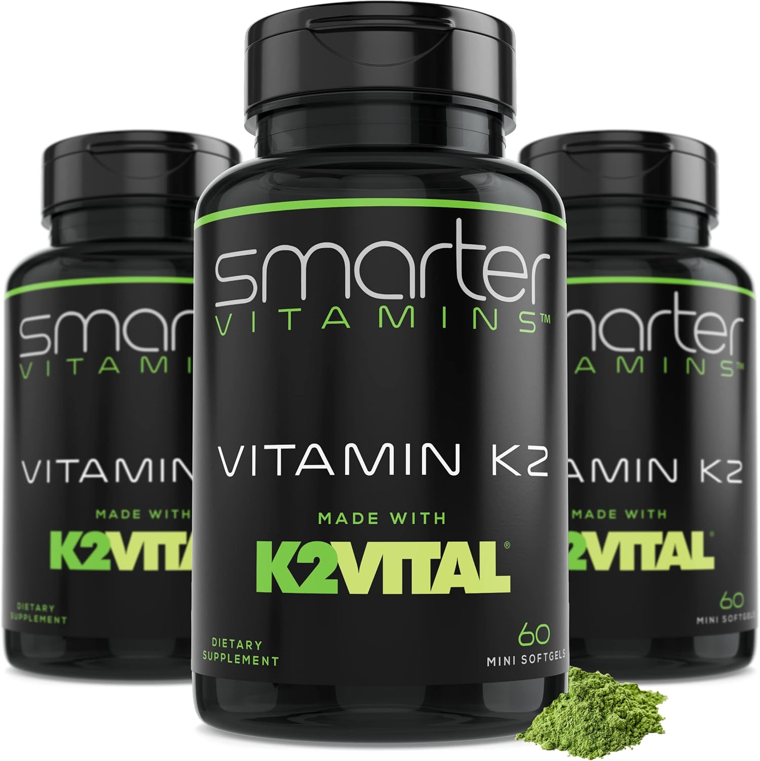 Smarter Vitamina K2 MK7 100mcg con K2VITAL y Kale, 60 Cápsulas Blandas Líquidas