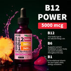 NUSAVA (Pack de 2) Gotas Líquidas de Vitamina B12 5000mcg - B12 Sublingual con B6 y Complejo B - Gotas de Metilcobalamina B12 para Mujeres y Hombres - Suplemento Vegano, No Transgénico, Sabor a Frutas (59 ml, 80 Porciones)