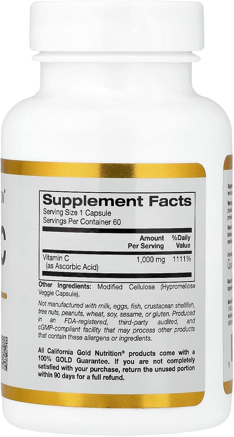 Lake Avenue Vitamina C, Quali-C, 1000 mg, 60 Cápsulas Vegetales