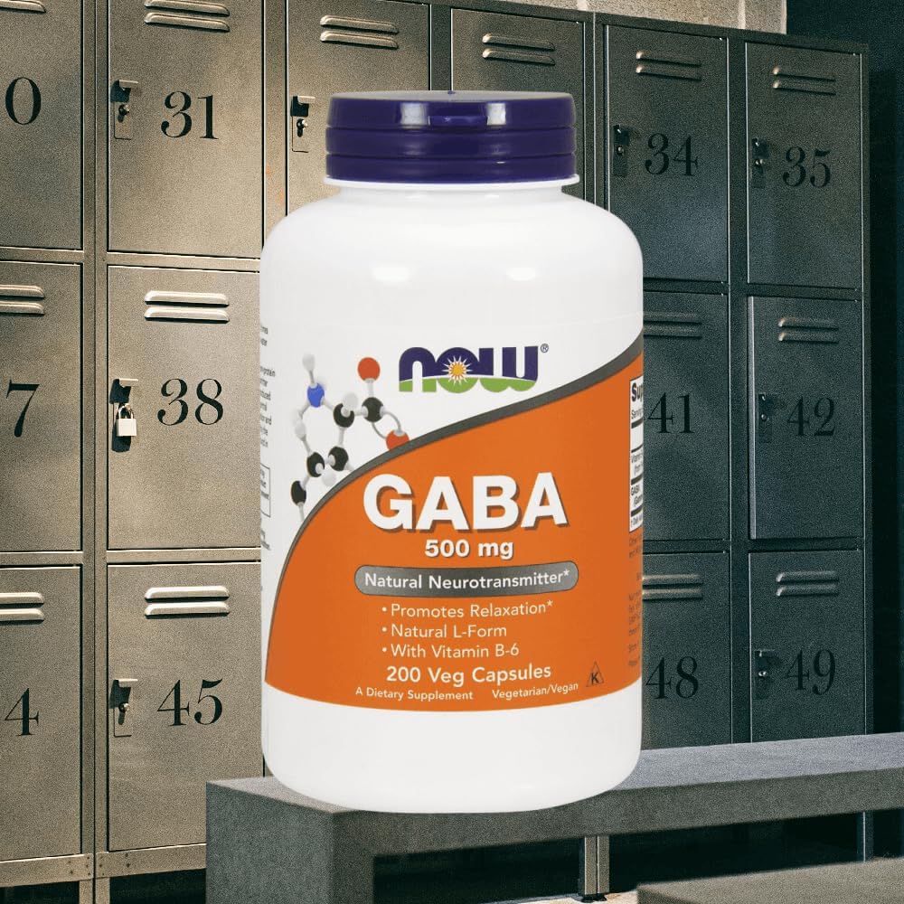 NOW Foods GABA con Vitamina B6 500 mg - 200 Cápsulas Vegetarianas
