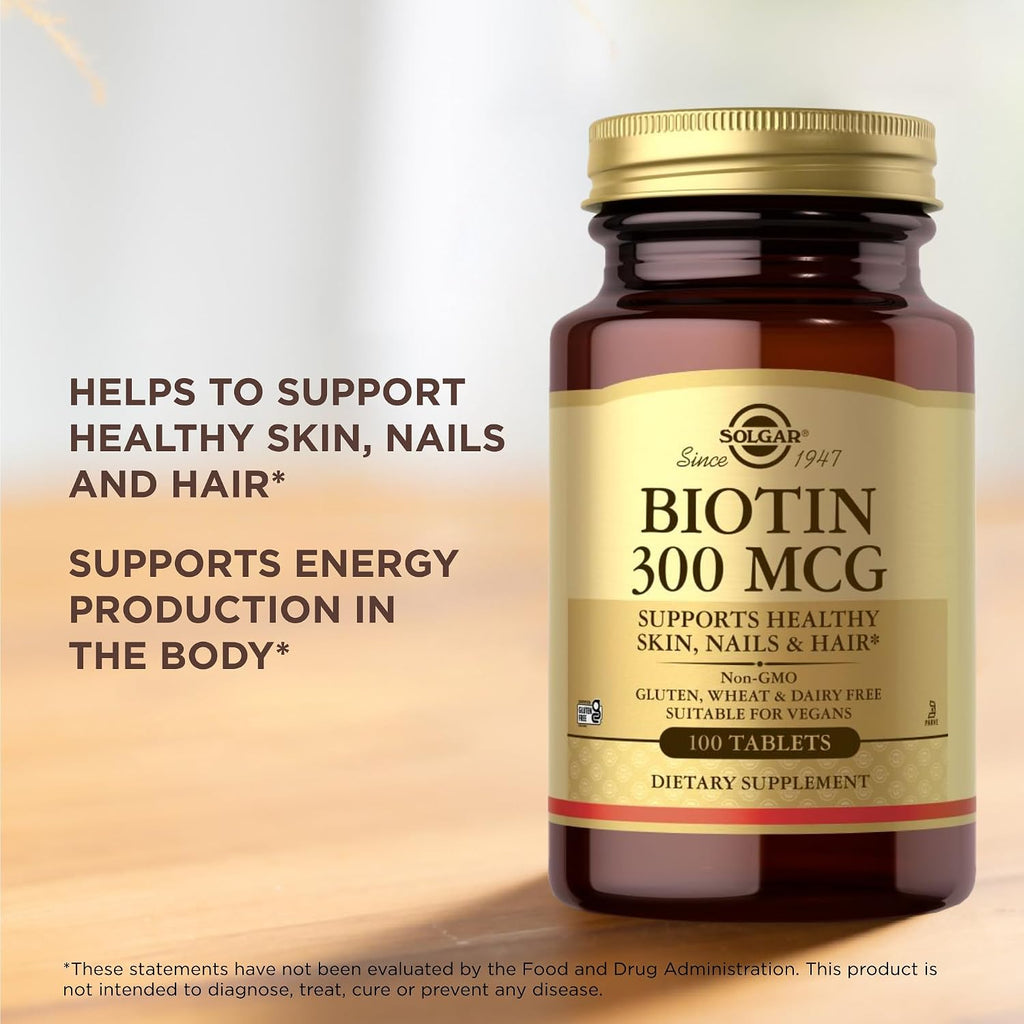 Solgar Biotina 300 mcg - 100 Comprimidos - Vegano, Sin Gluten