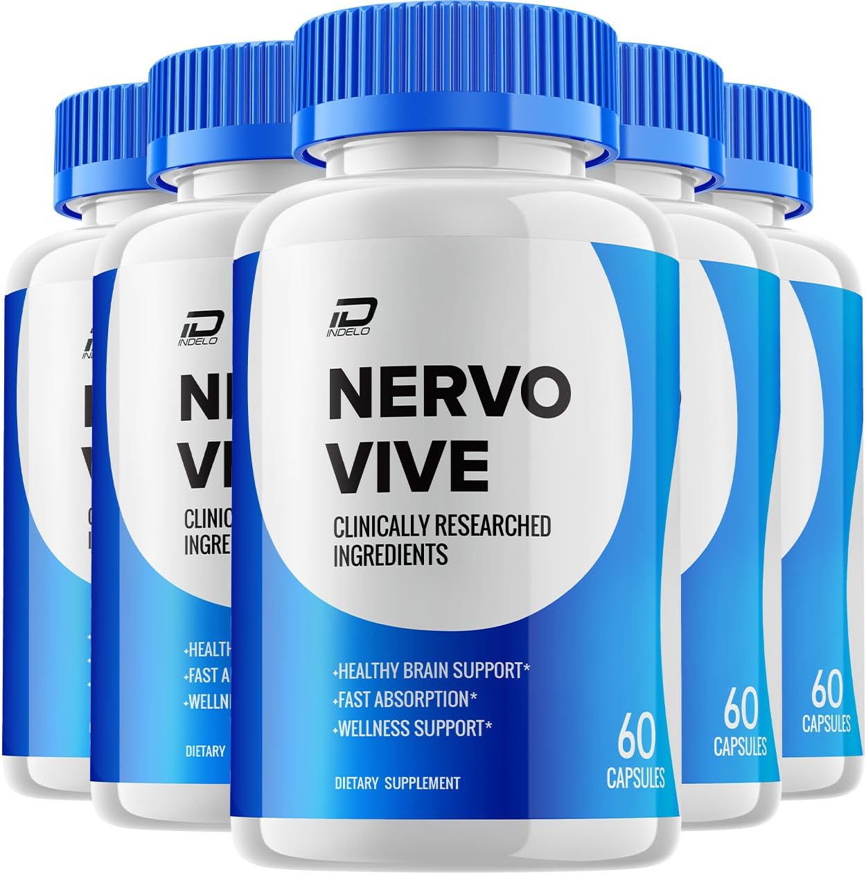 Nervo Vive Cápsulas para el Cerebro – Fórmula Máxima Natural para Memoria y Concentración (5 Paquetes – 300 Cápsulas)