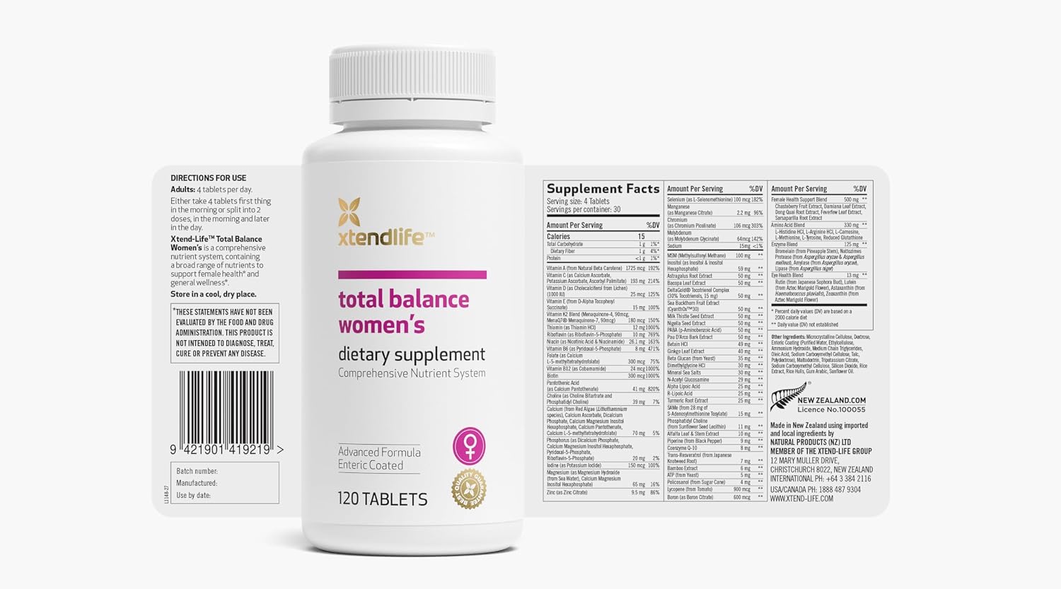 Xtendlife Total Balance Women's Multivitamin - 77 Bioactive Nutrients - 30 Day Supply