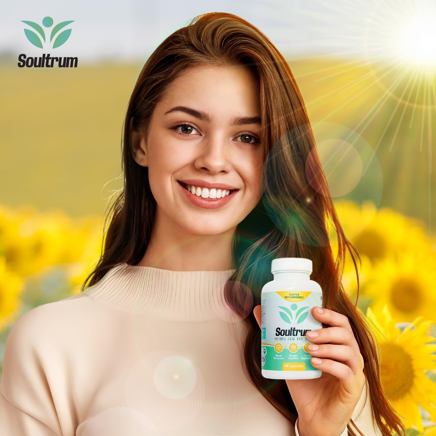 Soultrum Mood Support Supplement - Fórmula diaria con azafrán, ashwagandha, omega 3 y más - 60 cápsulas