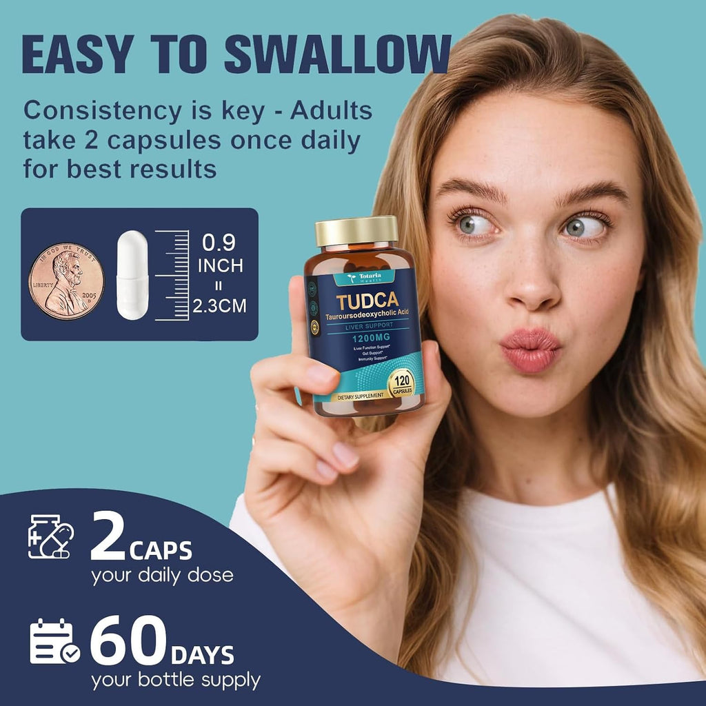 Totaria TUDCA 1200mg – Suplemento Hepático, 120 Cápsulas